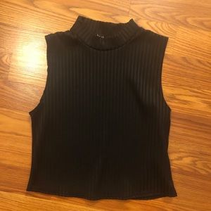 Black mock neck crop top